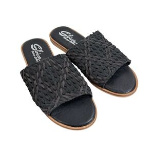 Sbicca Nook Huarache Sandal Slippers‎ Black Leather Woven Slip On 9